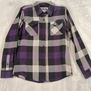 DIXXON plaid flannel, button-down shirt, size medium